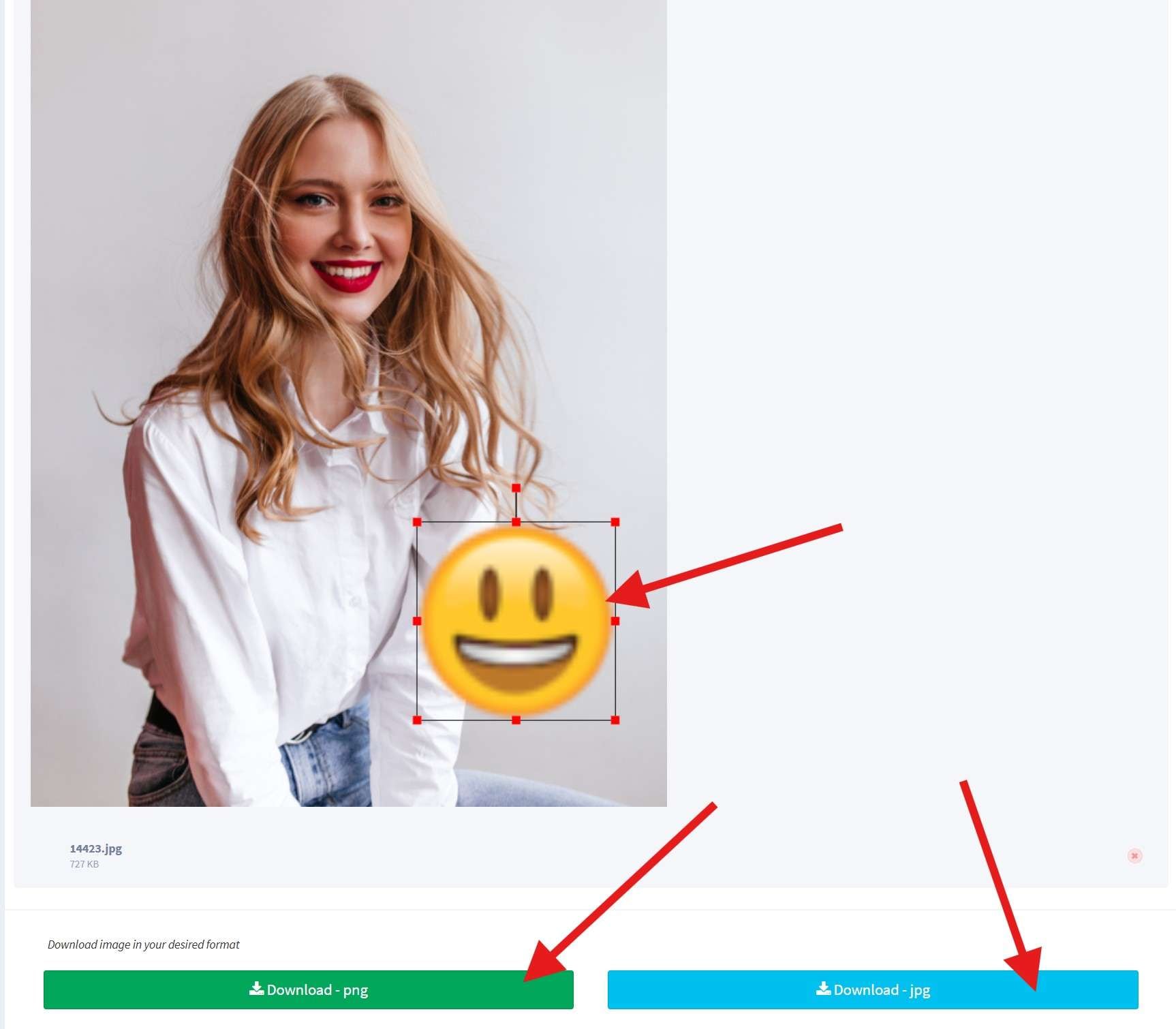 adjust emoji size and download photo