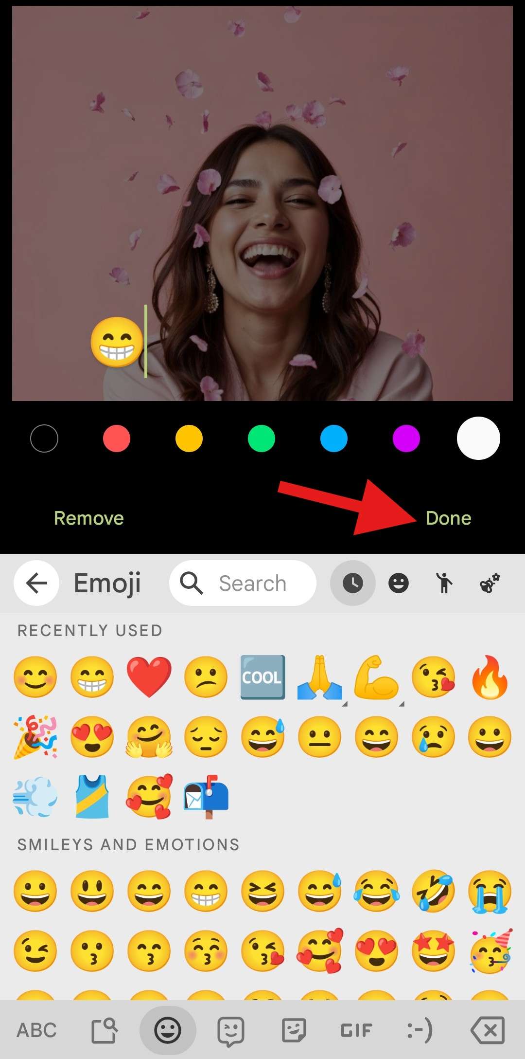 add a text emoji to a photo