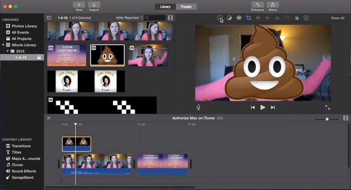 how to add emojis to videos on imovie