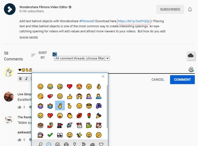 Añadir emojis a comentarios en YouTube