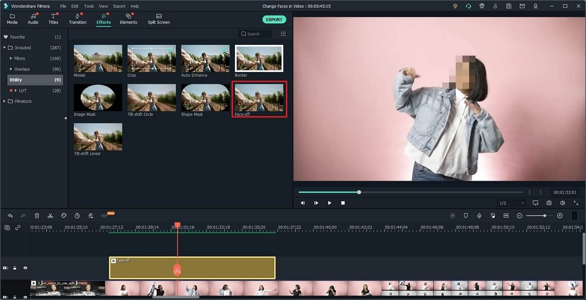  Filmora9 face off effects utility