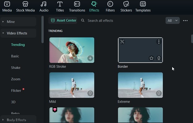 filmora video effect options