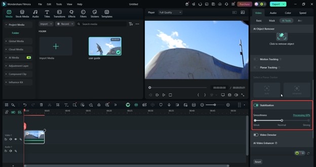 filmora stabilize video