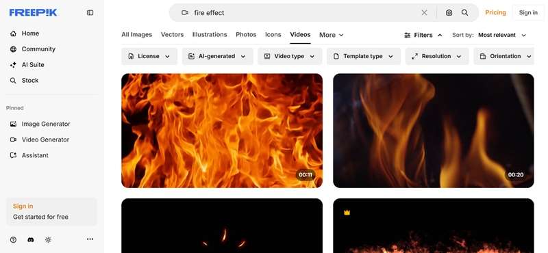 freepik fire effects online collection