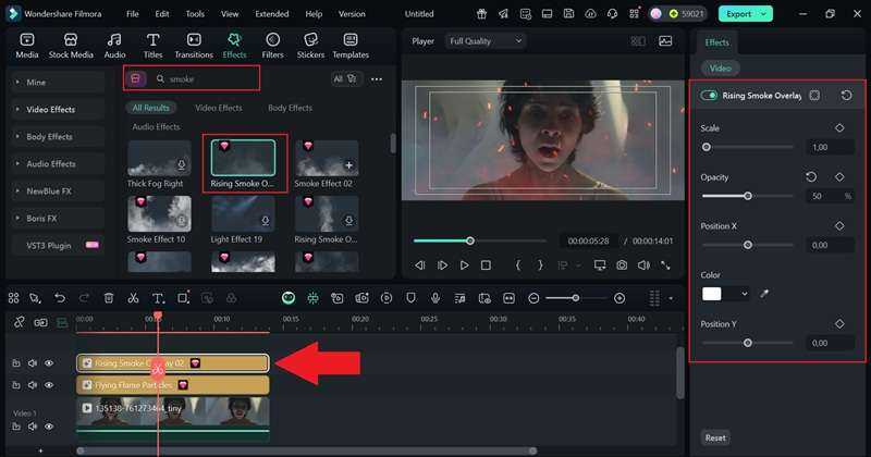 apply smoke effects to your clips