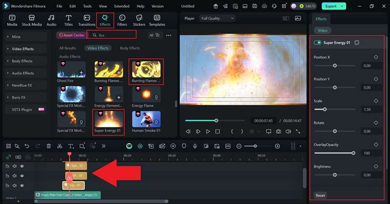 apply various fire effects for transformation