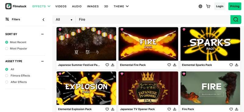 download fire effect online from filmstock