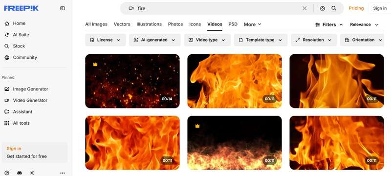 download fire effect online from freepik