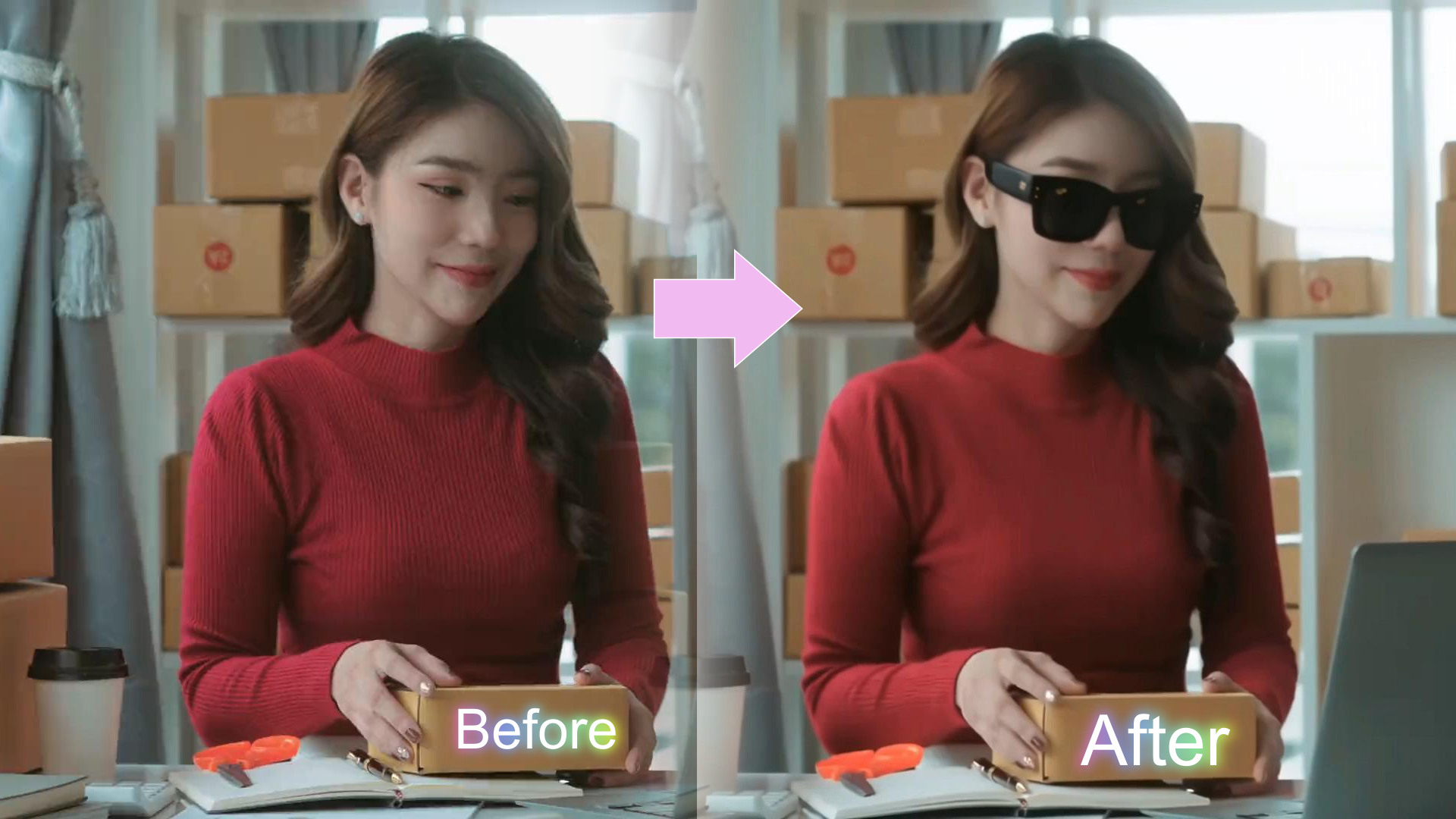 add sunglasses to photos with ai in filmora