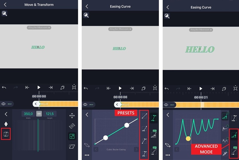 adjust alight motion keyframe graph editor