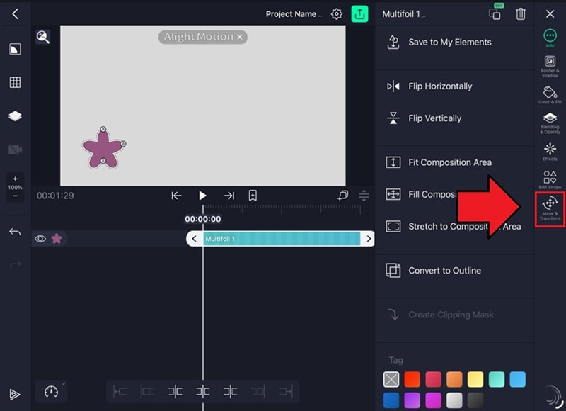 tap move and transform