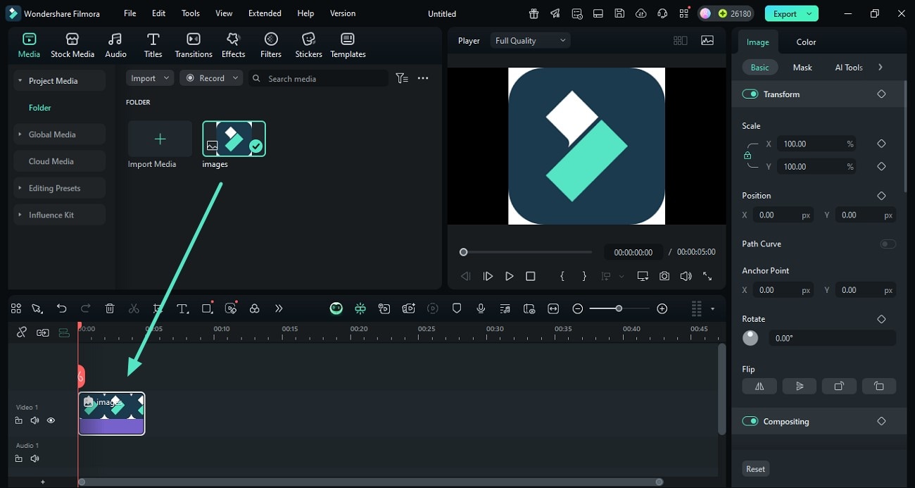 drag logo to filmora timeline