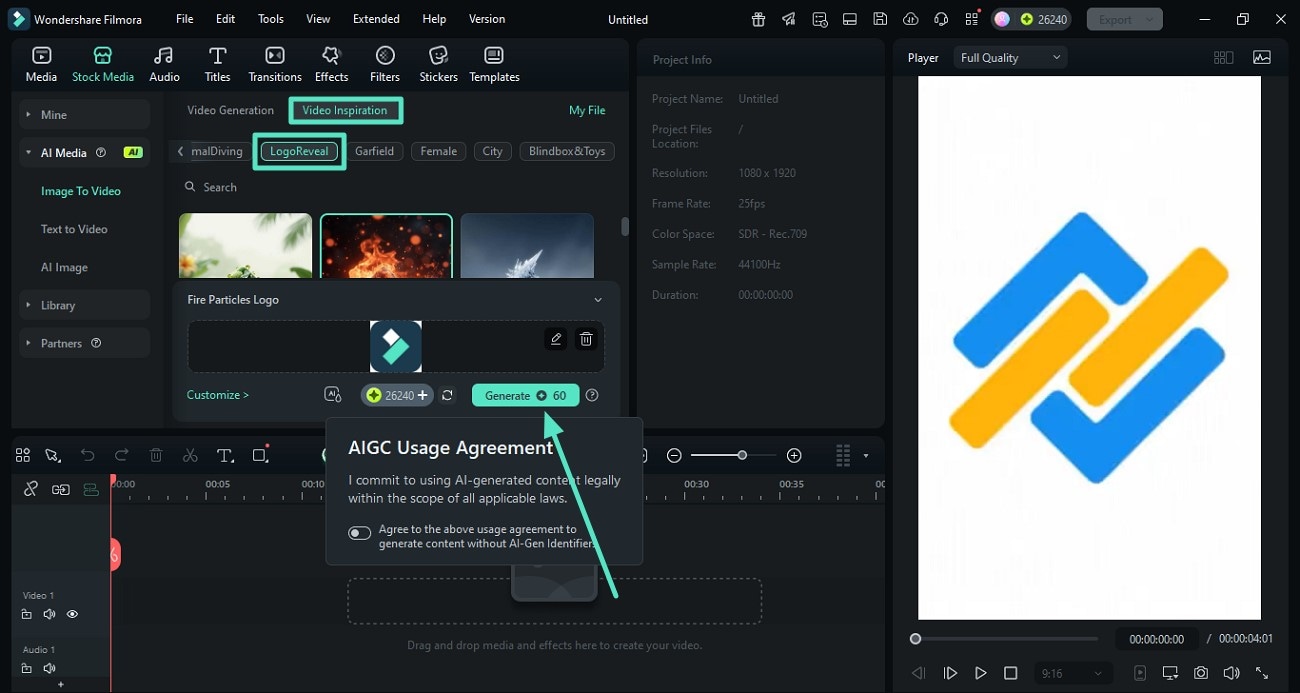 add logo image press generate