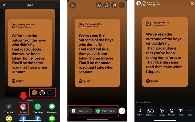 share song lyrics from spotify