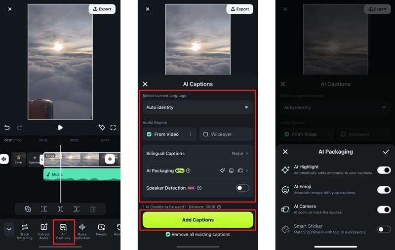 enable ai captions to add lyrics
