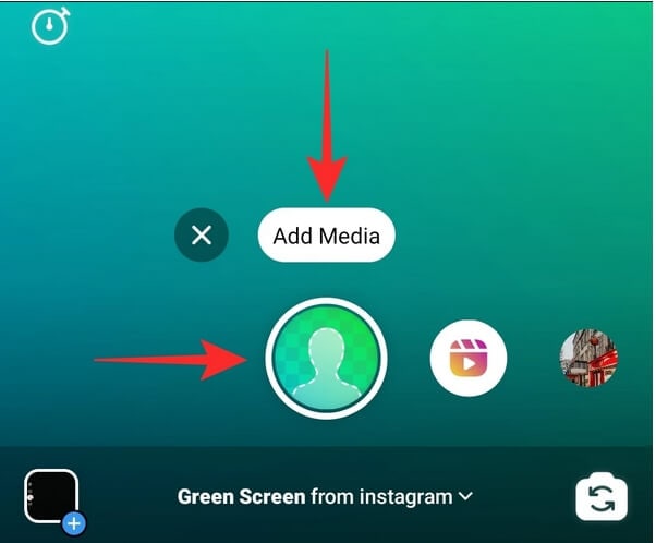 tambahkan filter green screen Ins