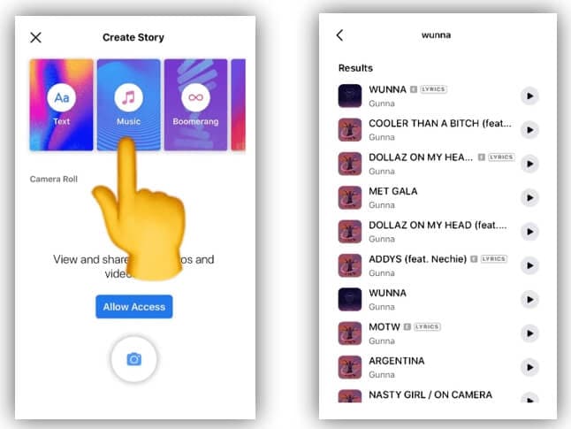 Add music to FB Story on Mobile