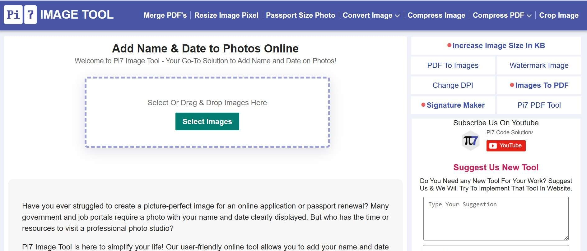 pi 7 photo editing page