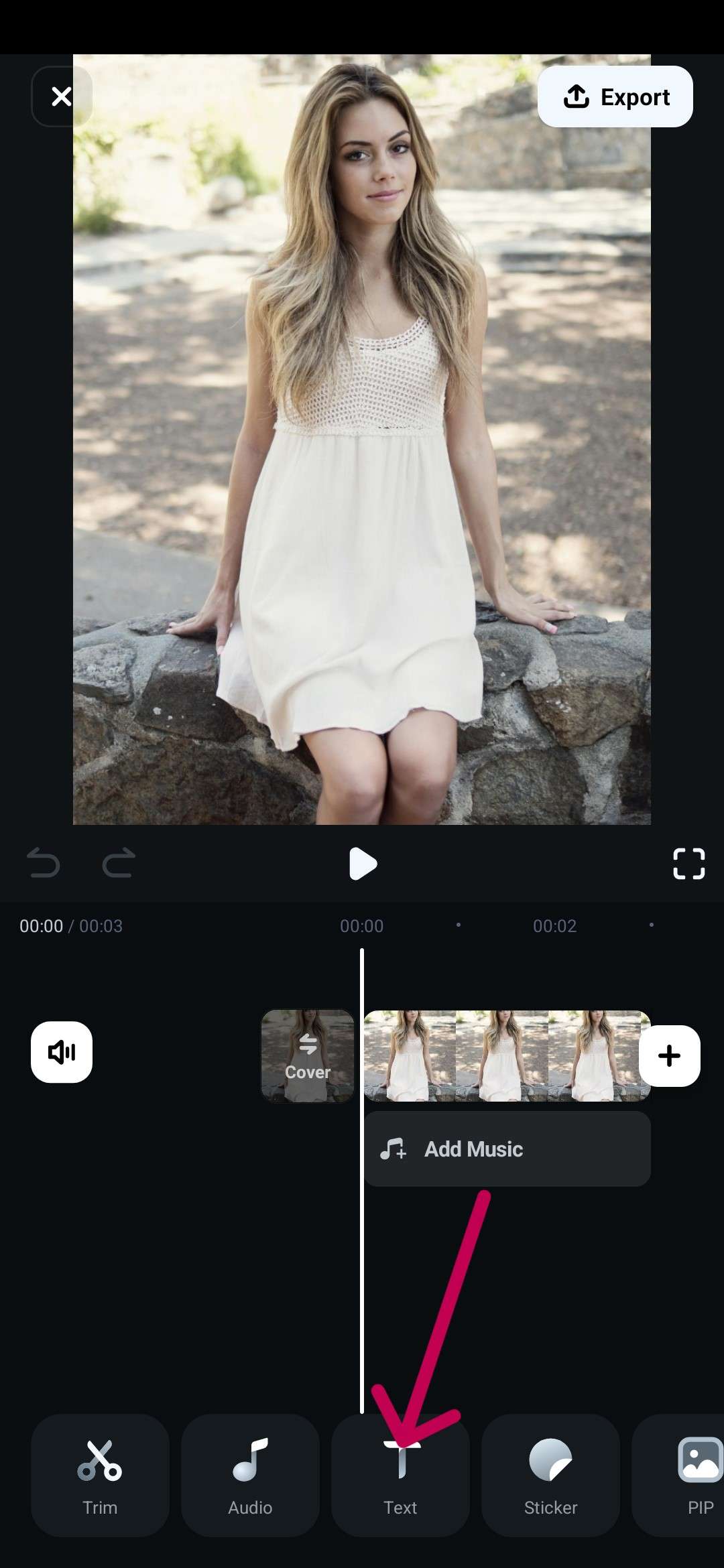 filmora mobile text