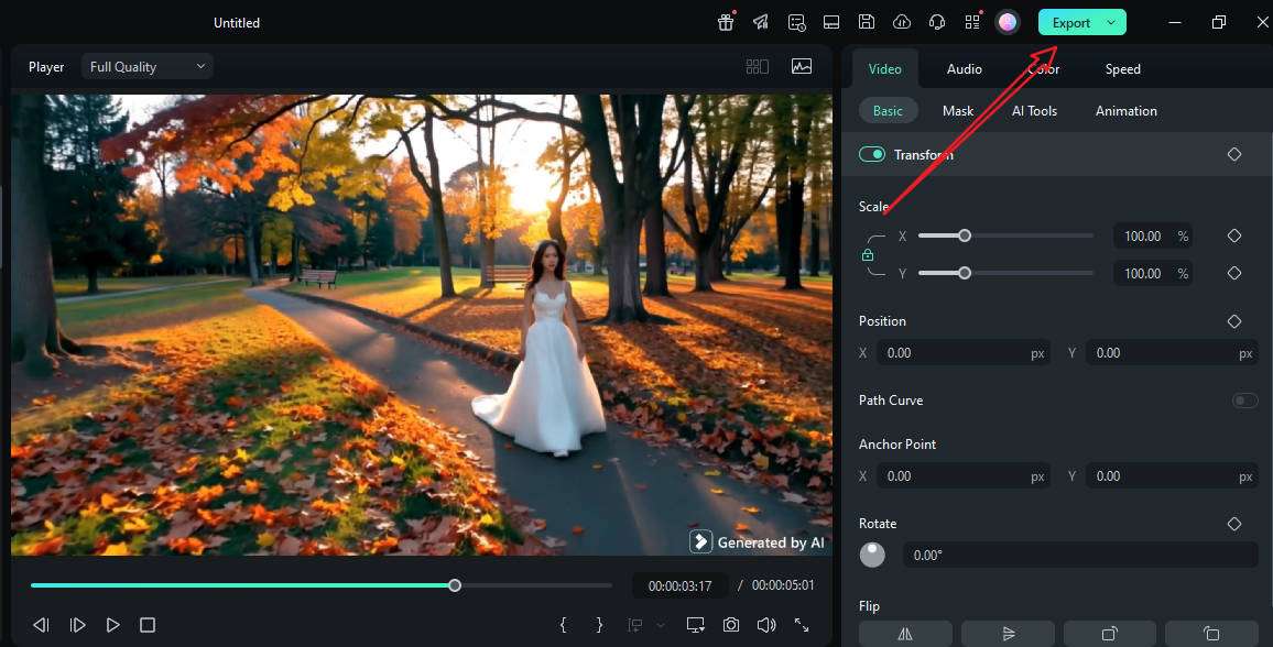 export the video after adding a person