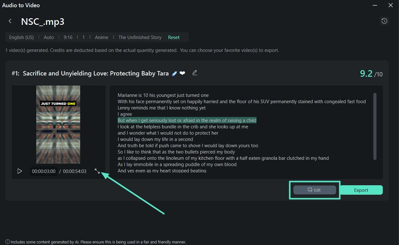 shift to editing interface
