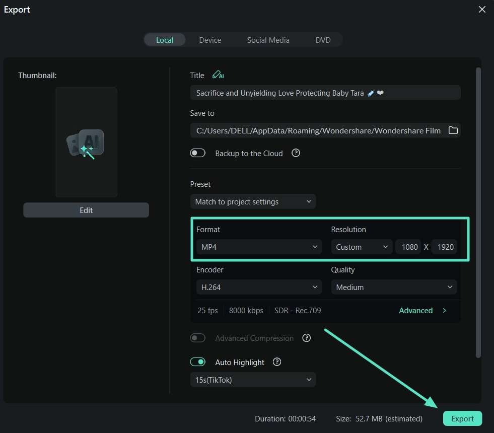 set file format and hot export