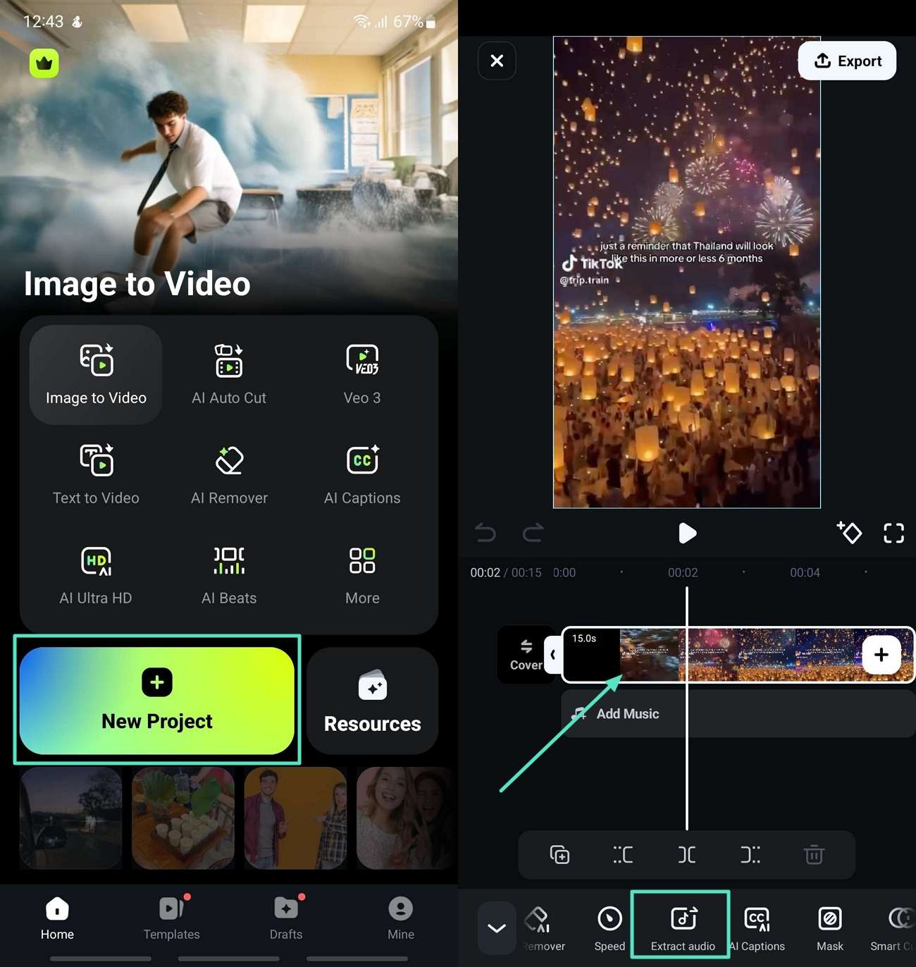 import video and extract audio