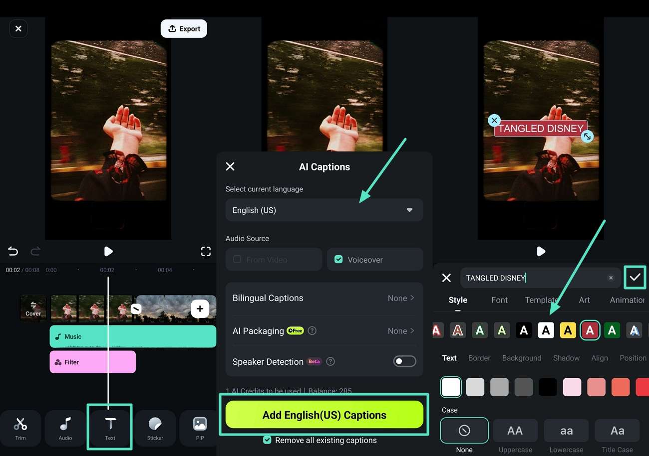 generate and edit ai captions