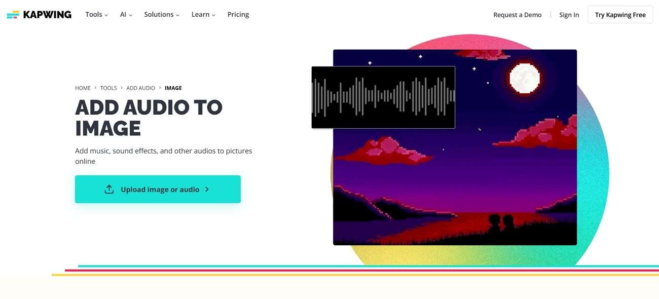 kapwing adding photo to audio