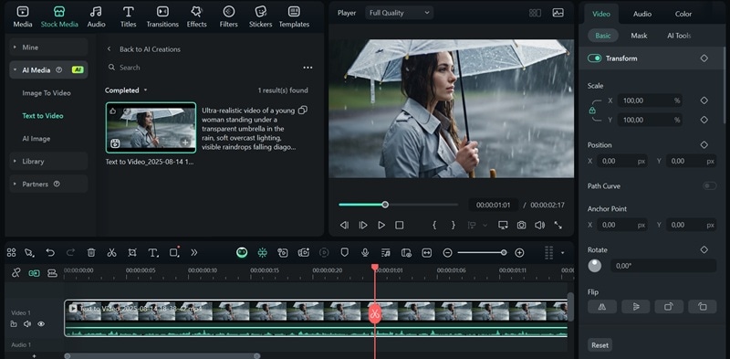 generate rain video effect with ai
