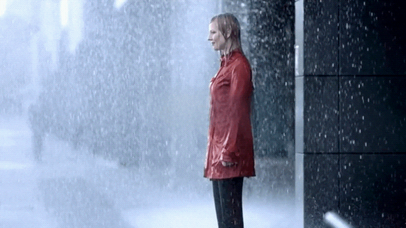 video of woman with rain effect