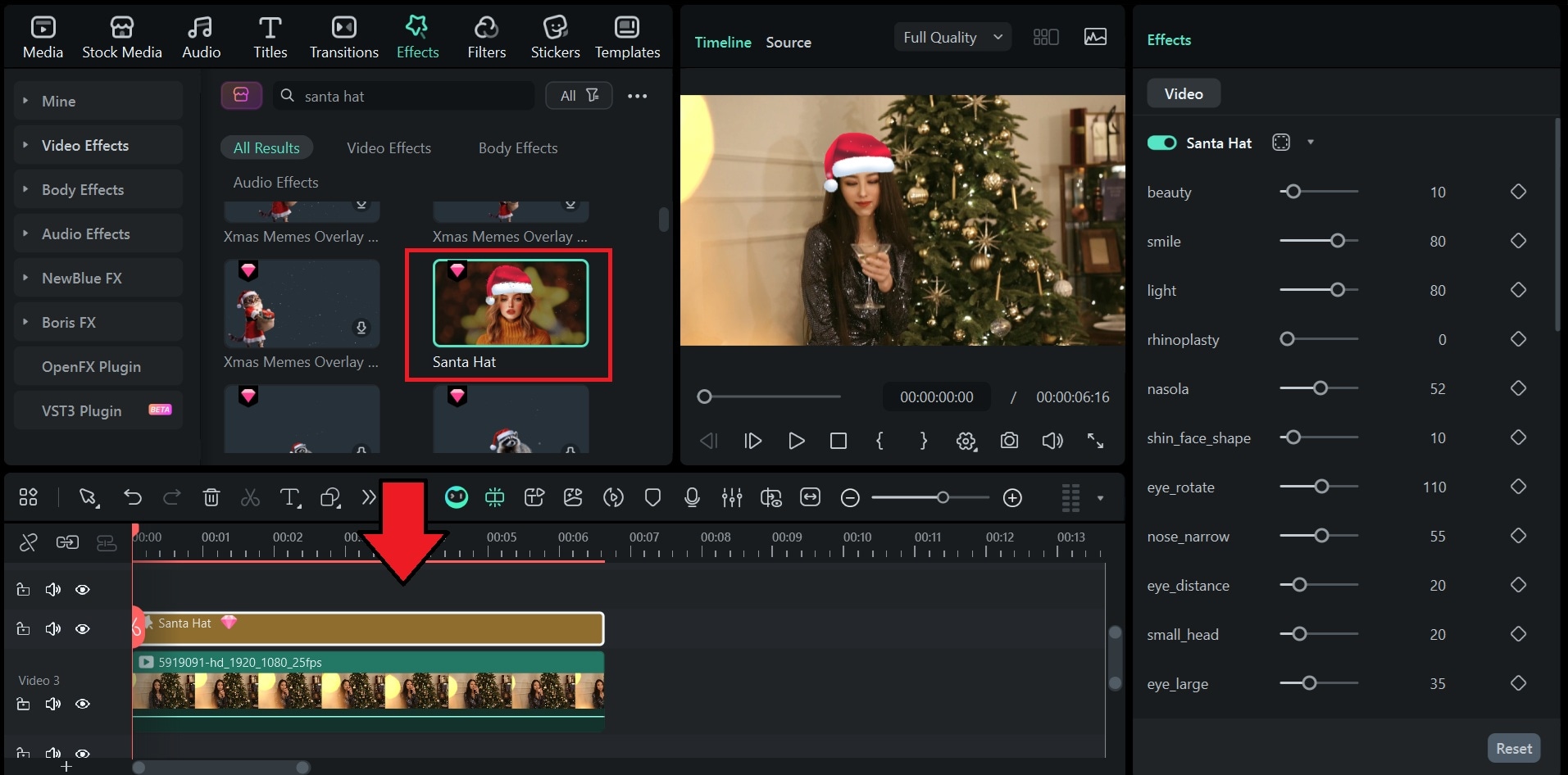 search for santa hat ar effect
