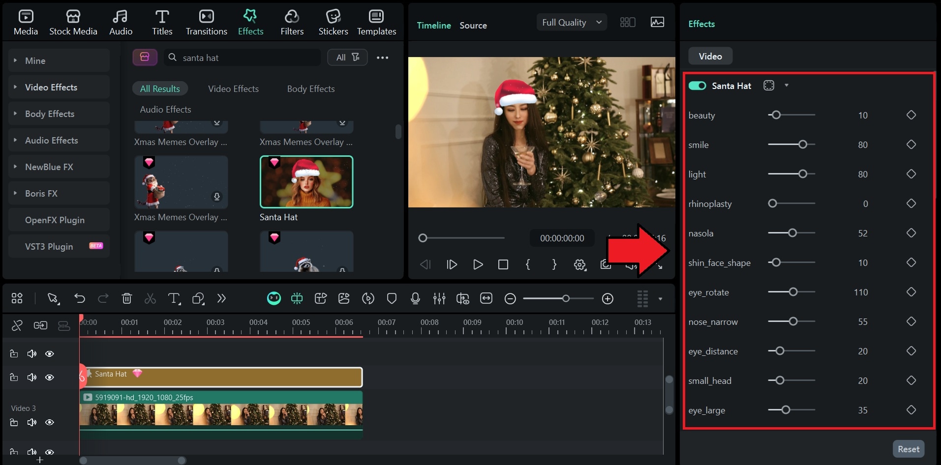 adjust the effect settings