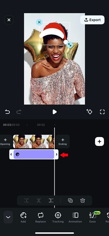 add santa hat sticker to timeline
