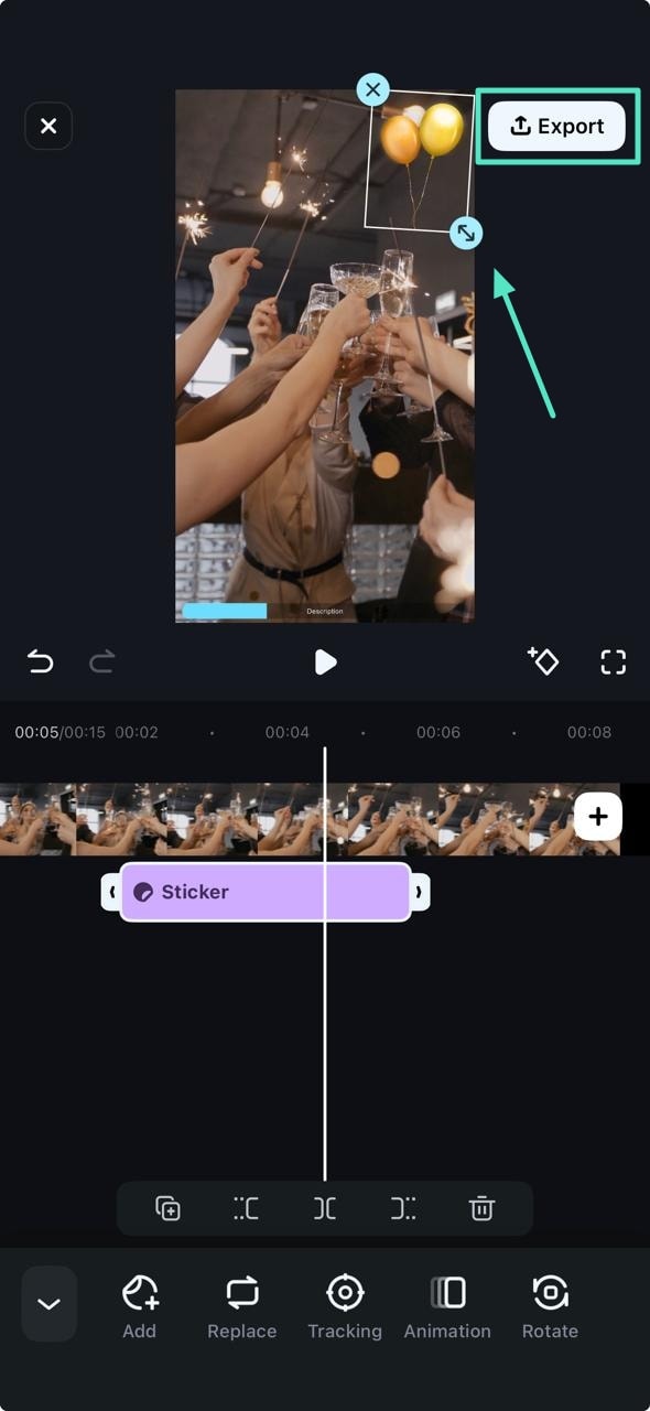 add and edit sticker before exporting