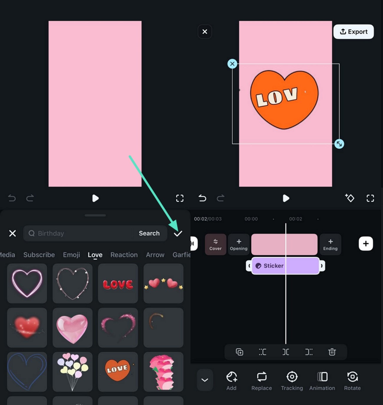choose sticker and apply