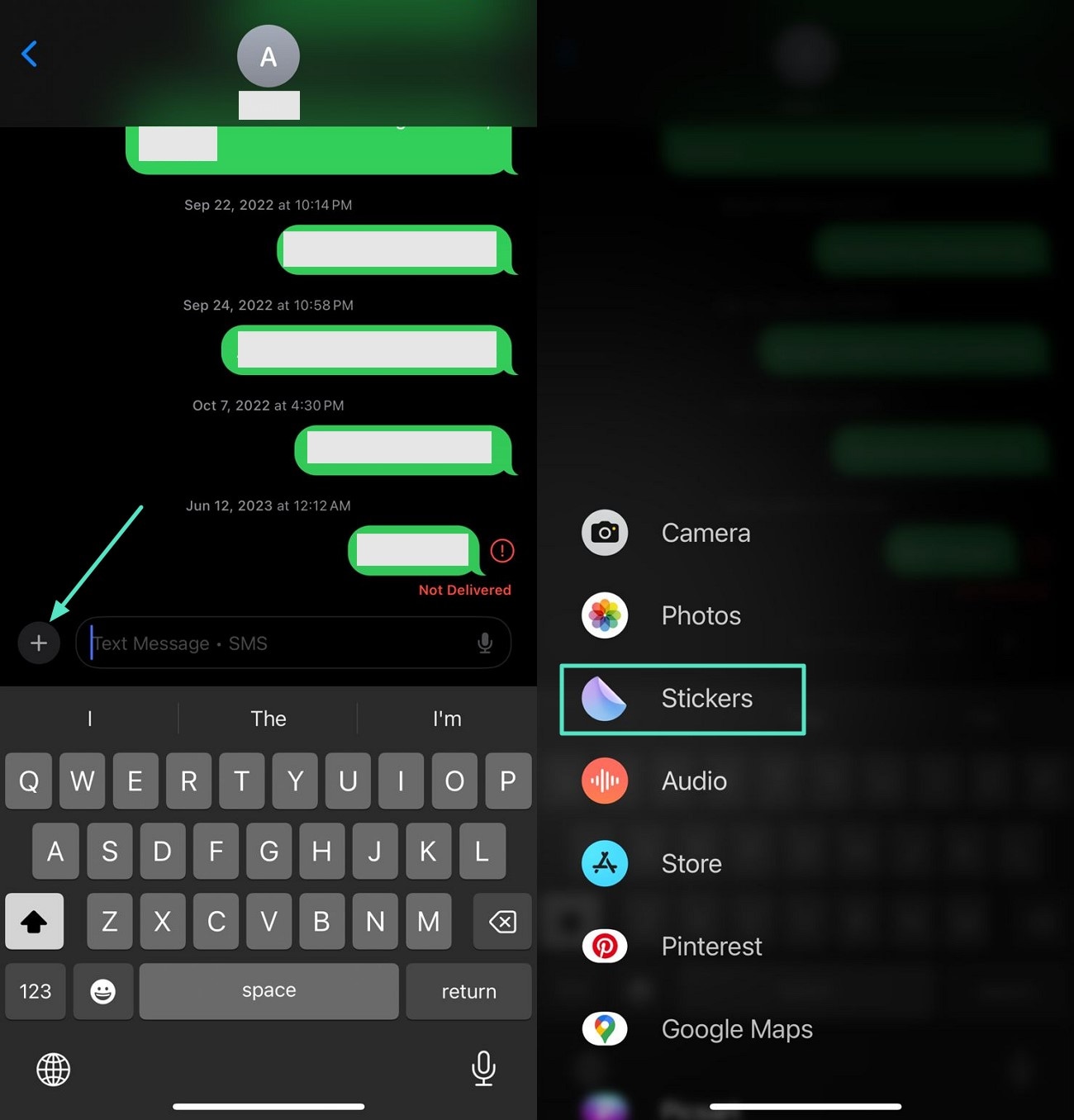 open imessage to create sticker