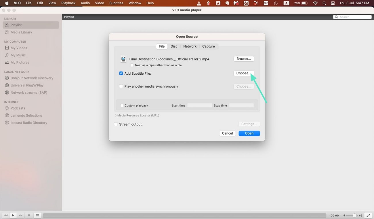 add subtitles vlc player mac