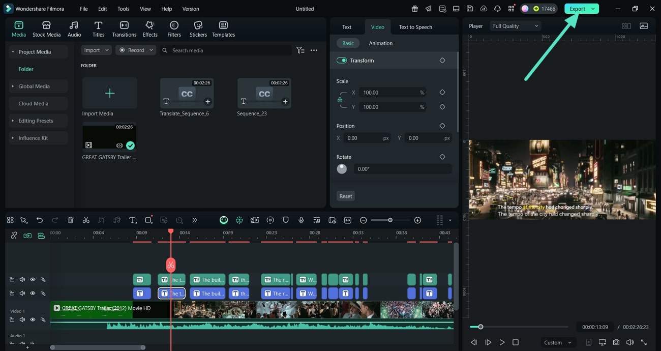check added subtitles and export