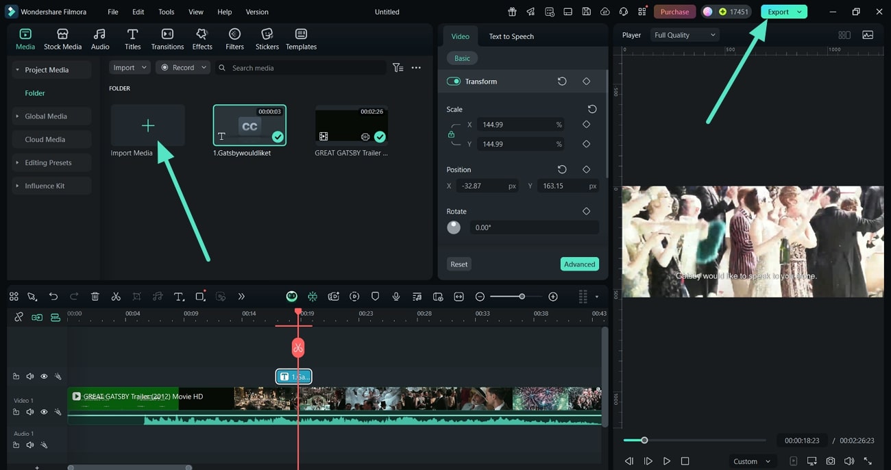 add srt file filmora