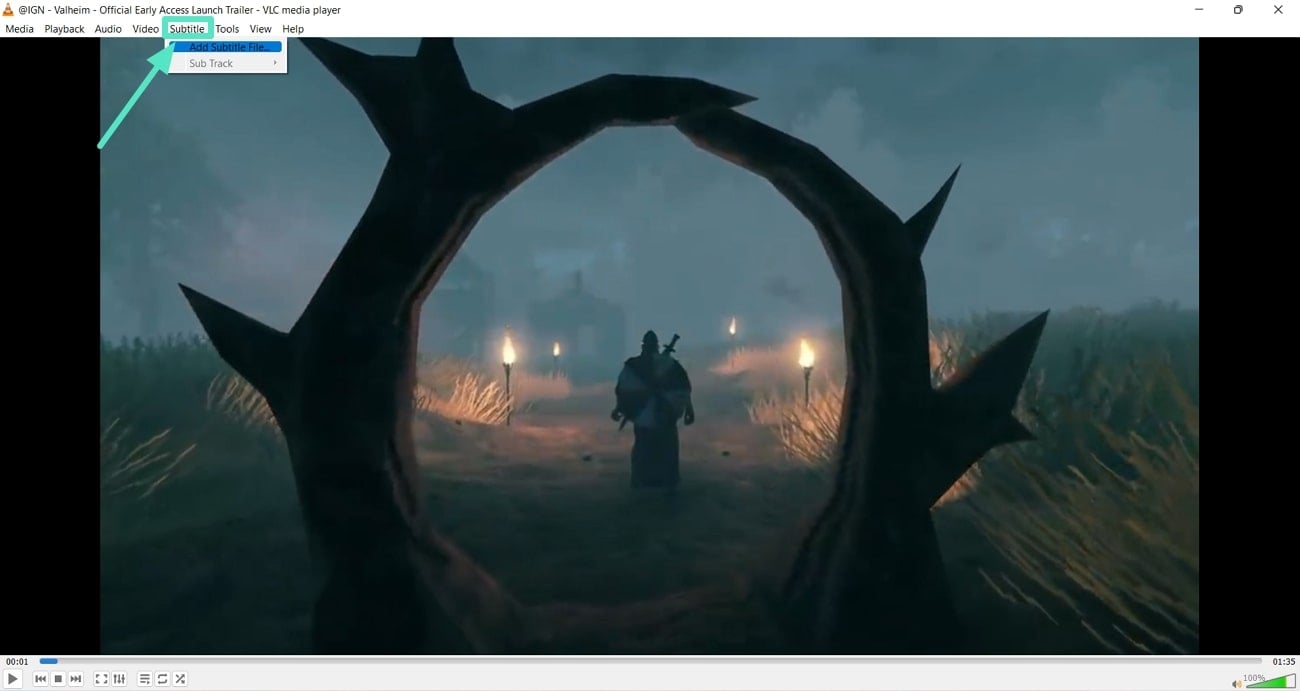 access add subtitle vlc option