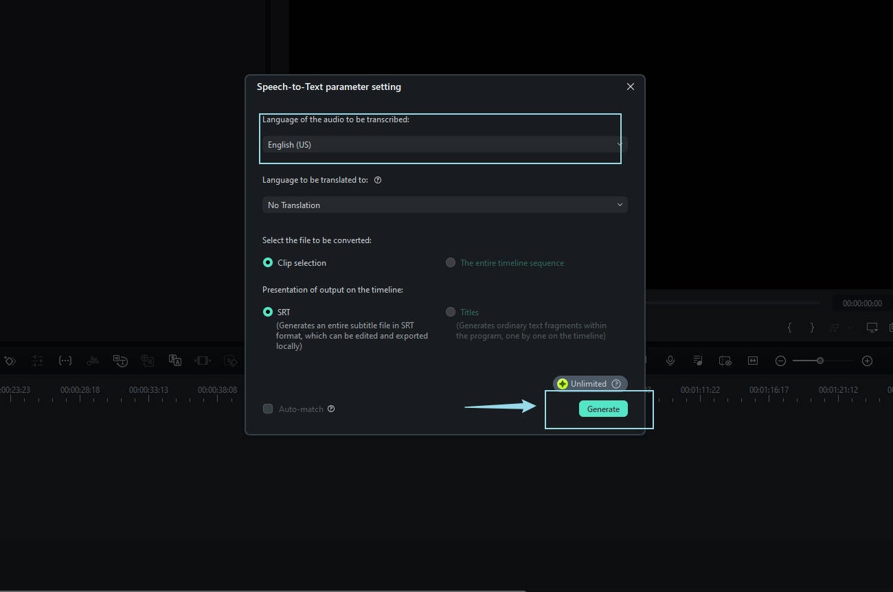 generate subtitles automatically in filmora