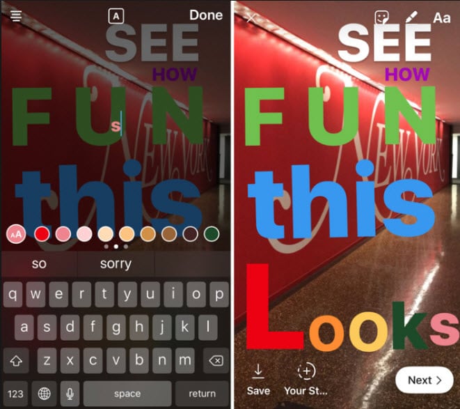 how to type text on instagram story