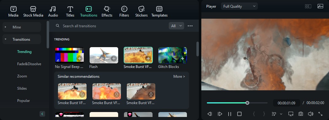 use smoke burst transition
