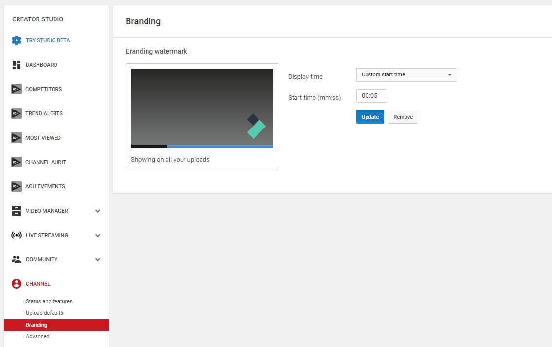  Free Watermark Feature in YouTube Branding