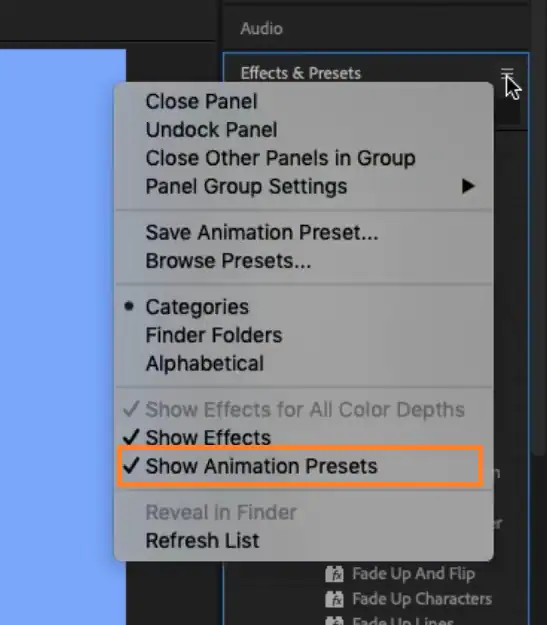 check animated presets