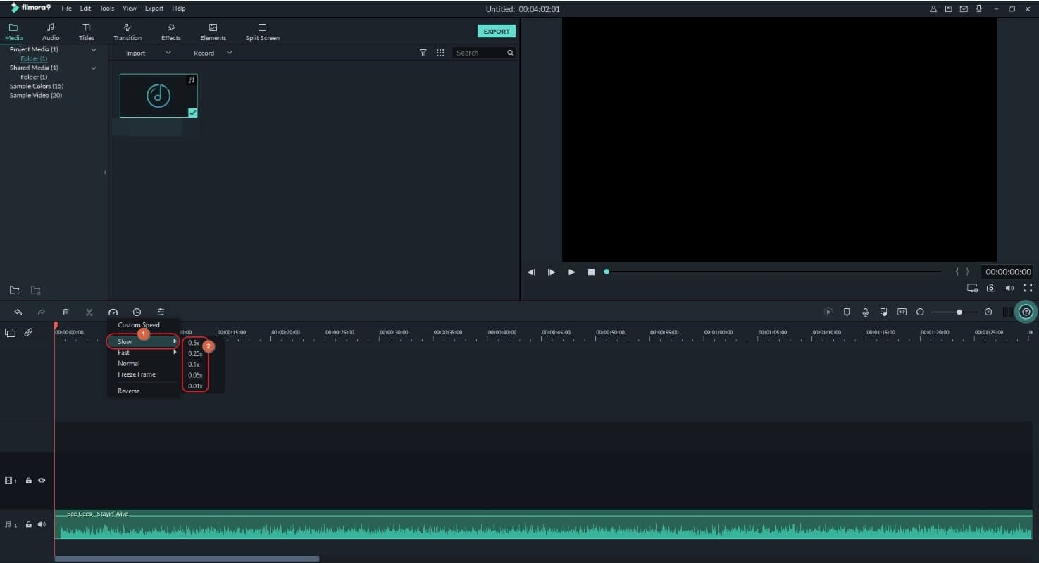  ajustar a velocidade do áudio no Filmora9