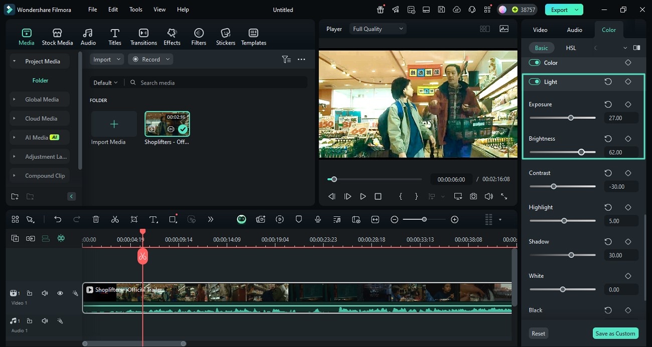 set light sliders accordingly