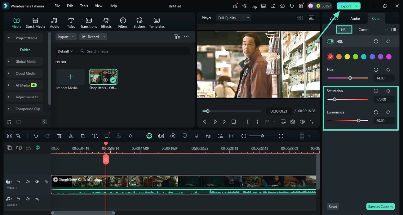 improve saturation and export enhanced video