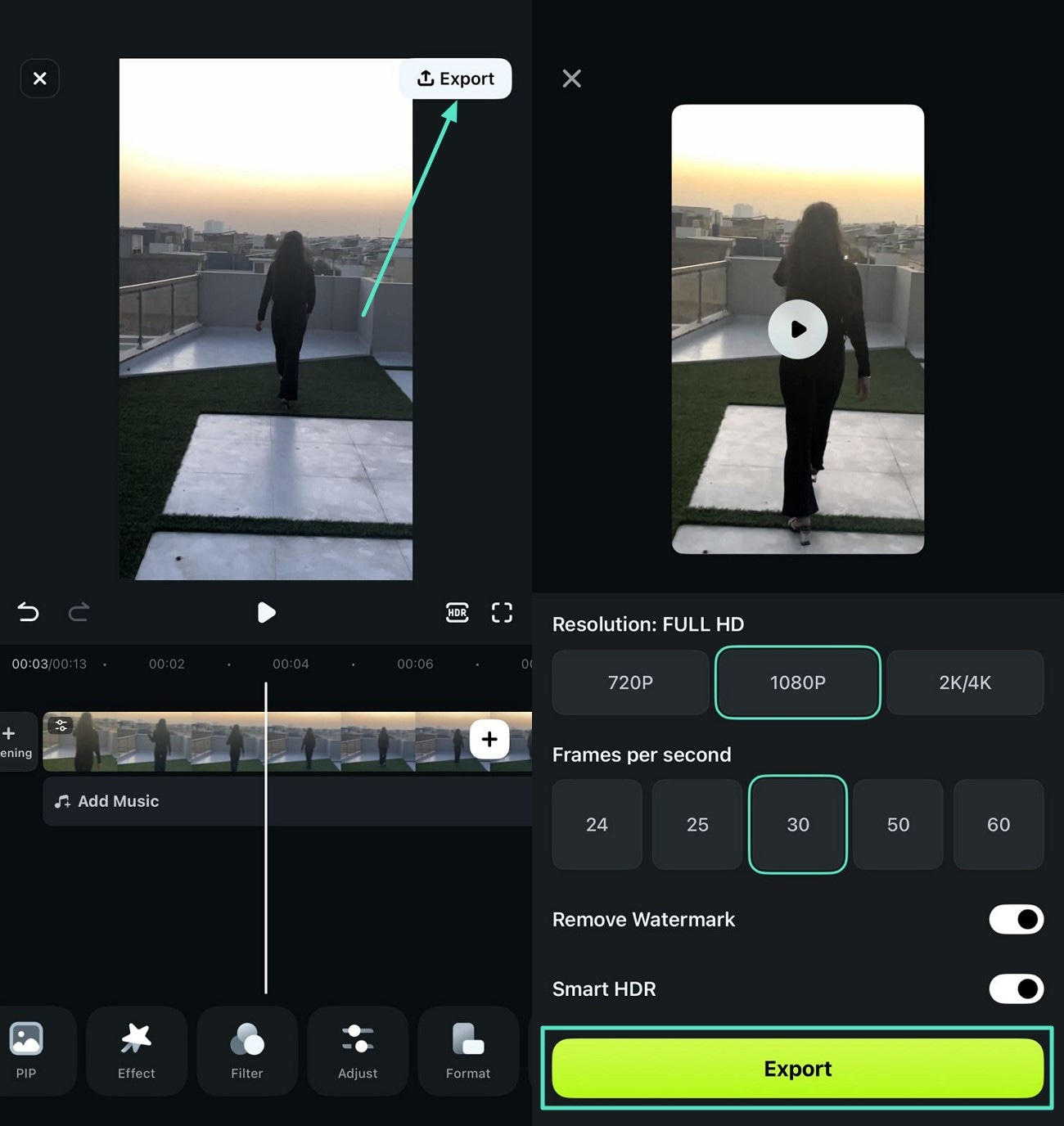 review results and export from app